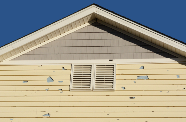 Damaged home after a hailstorm